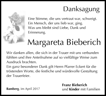 Anzeige von Margareta Bieberich von MGO