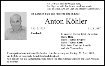 Anzeige von Anton Köhler von MGO