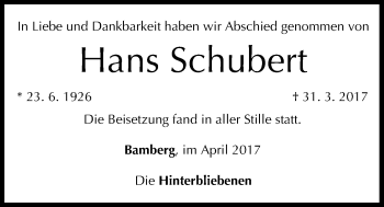 Anzeige von Hans Schubert von MGO
