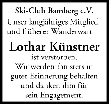 Anzeige von Lothar Künstner von MGO