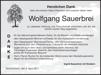 Anzeige von Wolfgang Sauerbrei von MGO