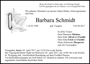Anzeige von Barbara Schmidt von MGO