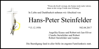 Anzeige von Hans-Peter Steinfelder von MGO