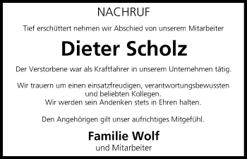 Anzeige von Dieter Scholz von MGO