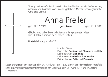 Anzeige von Anna Preller von MGO