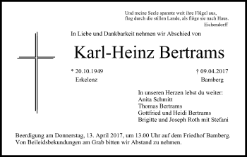 Anzeige von Karl-Heinz Bertrams von MGO
