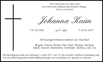 Anzeige von Johanna Kaim von MGO