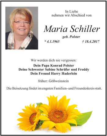 Anzeige von Maria Schiller von MGO
