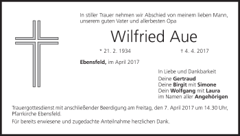 Anzeige von Wilfried Aue von MGO