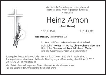 Anzeige von Heinz Amon von MGO