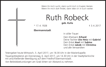 Anzeige von Ruth Robeck von MGO