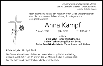 Anzeige von Anna Kämpf von MGO