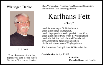 Anzeige von Karlhans Fett von MGO