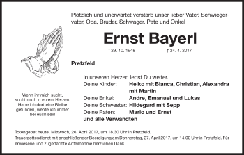 Anzeige von Ernst Bayerl von MGO