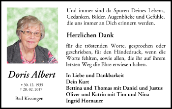 Anzeige von Doris Albert von MGO