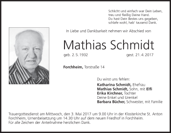 Anzeige von Mathias Schmidt von MGO