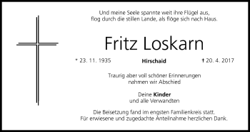 Anzeige von Fritz Loskarn von MGO