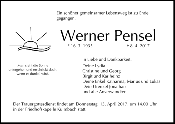 Anzeige von Werner Pensel von MGO