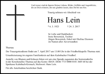 Anzeige von Hans Lein von MGO