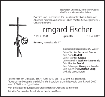 Anzeige von Irmgard Fischer von MGO