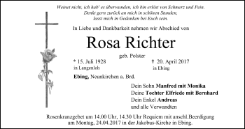 Anzeige von Rosa Richter von MGO