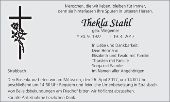 Anzeige von Thekla Stahl von MGO