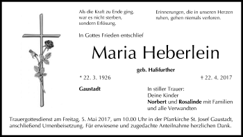 Anzeige von Maria Heberlein von MGO