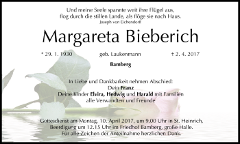 Anzeige von Margareta Bieberich von MGO