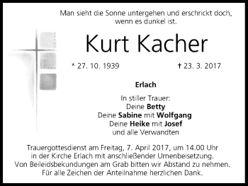 Anzeige von Kurt Kacher von MGO