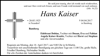 Anzeige von Hans Kaiser von MGO