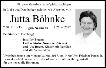 Anzeige von Jutta Böhnke von MGO