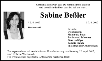 Anzeige von Sabine Beßler von MGO