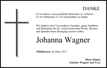 Anzeige von Johanna Wagner von MGO