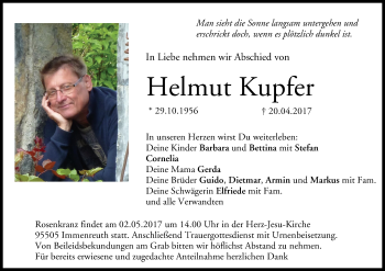 Anzeige von Helmut Kupfer von MGO