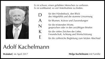 Anzeige von Adolf Kachelmann von MGO