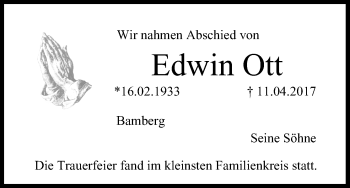 Anzeige von Edwin Ott von MGO