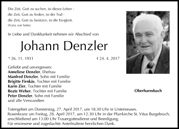Anzeige von Johann Denzler von MGO