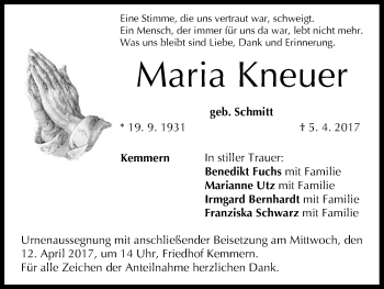 Anzeige von Maria Kneuer von MGO