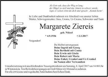Anzeige von Margarete Ziereis von MGO