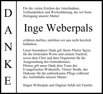Anzeige von Inge Weberpals von MGO