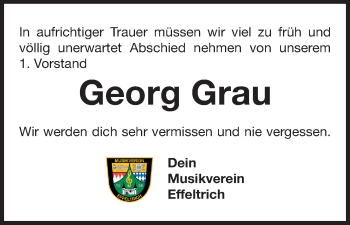 Anzeige von Georg Grau von MGO