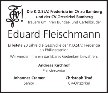 Anzeige von Eduard Fleischmann von MGO
