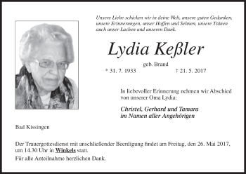 Anzeige von Lydia Keßler von MGO