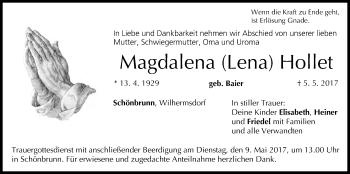 Anzeige von Magdalena Hollet von MGO