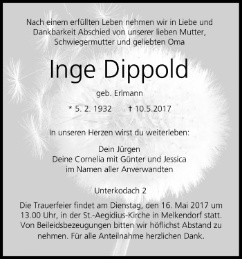 Anzeige von Inge Dippold von MGO