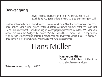 Anzeige von Hans Müller von MGO
