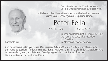 Anzeige von Peter Fella von MGO