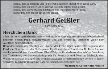 Anzeige von Gerhard Geißler von MGO