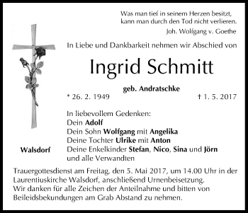 Anzeige von Ingrid Schmitt von MGO