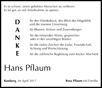 Anzeige von Hans Pflaum von MGO